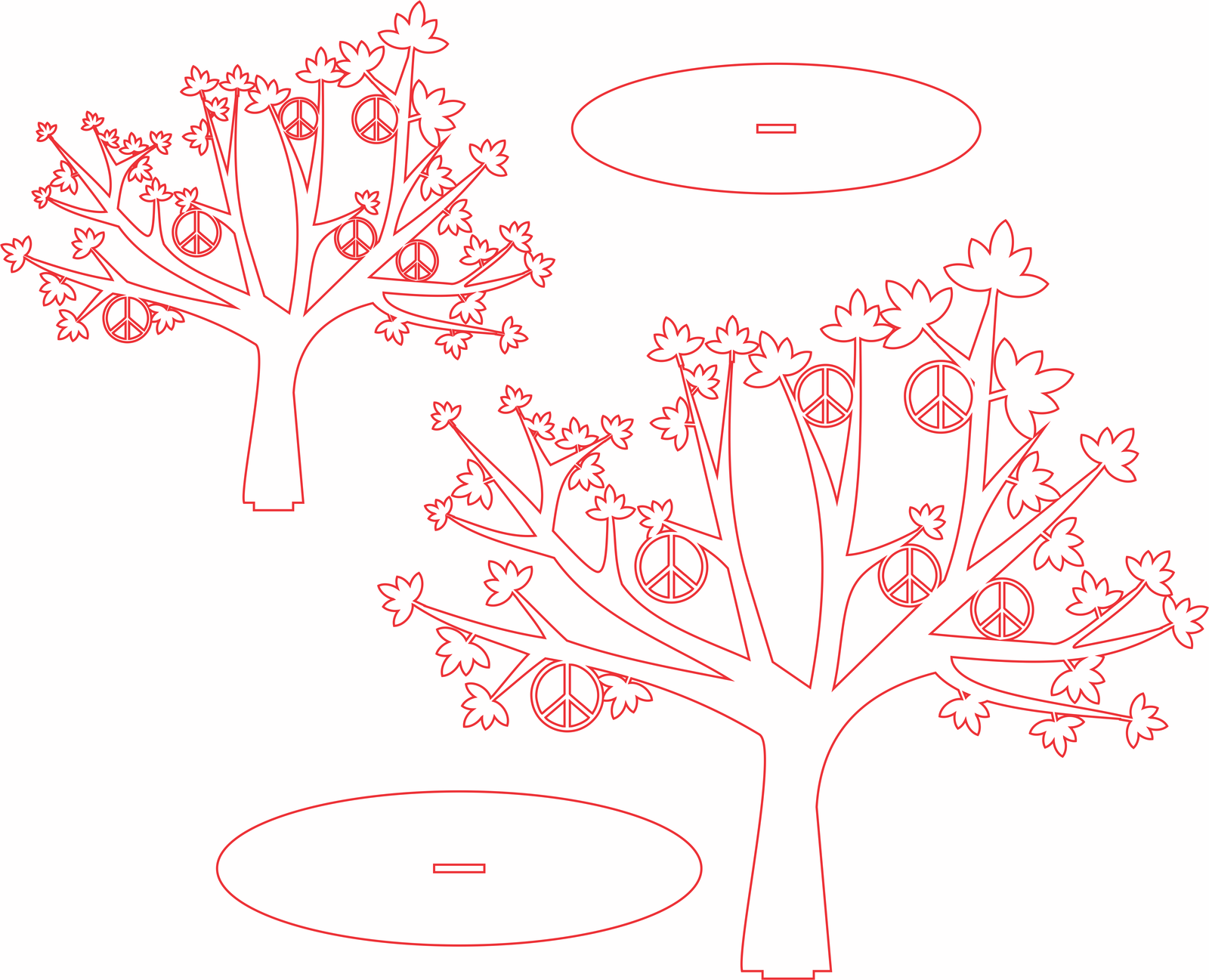 árboles con símbolos de paz