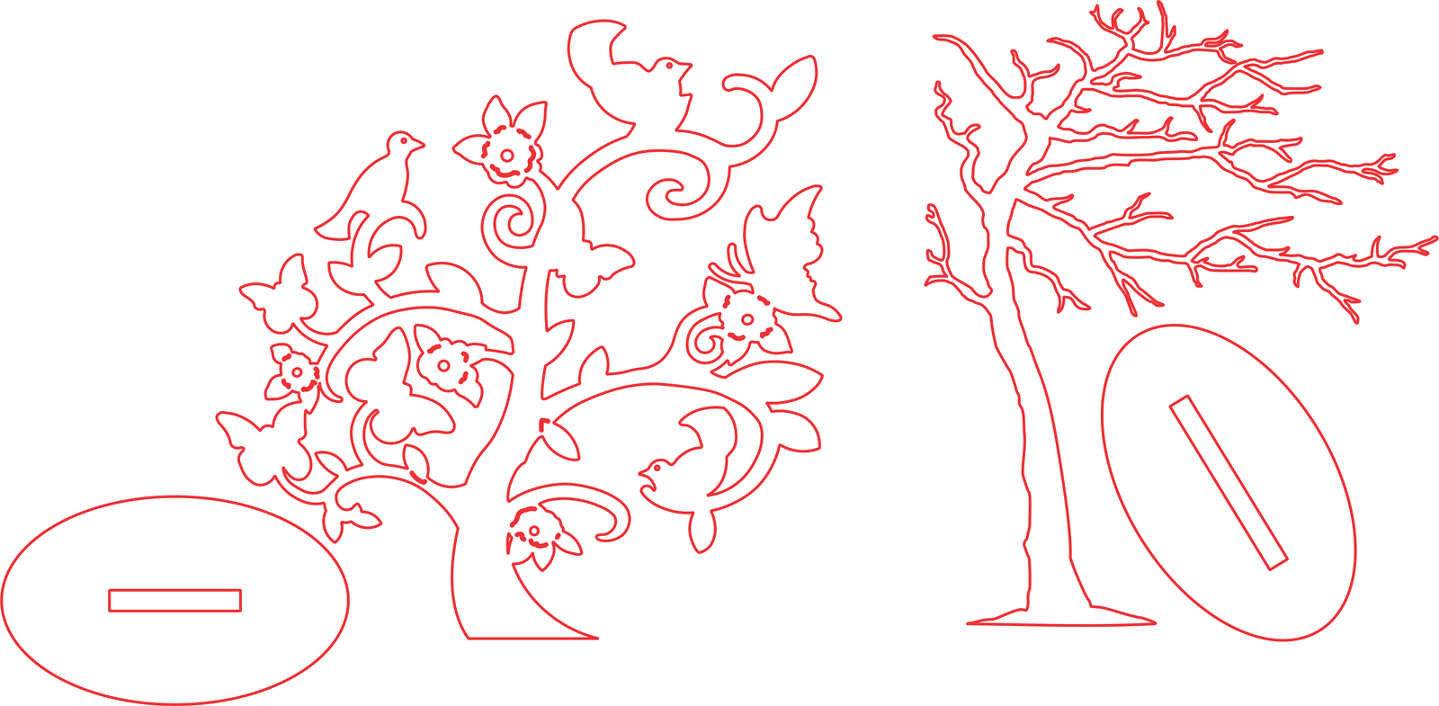 árboles con y sin follaje