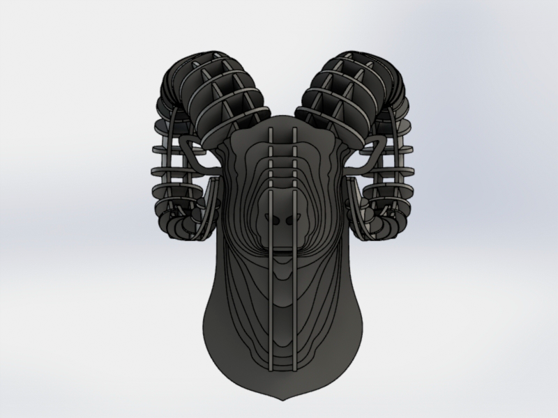 cabeza de carnero en 3d