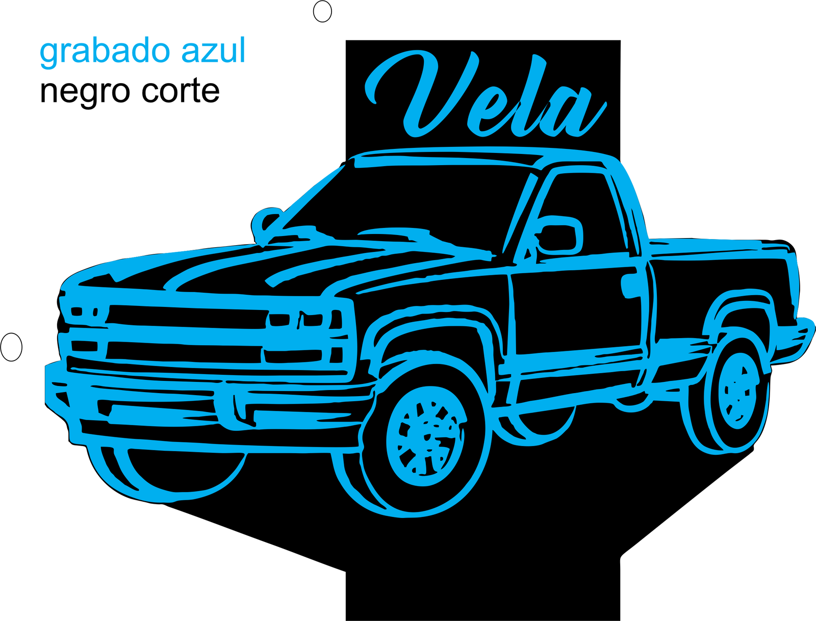 camioneta grabado en azul