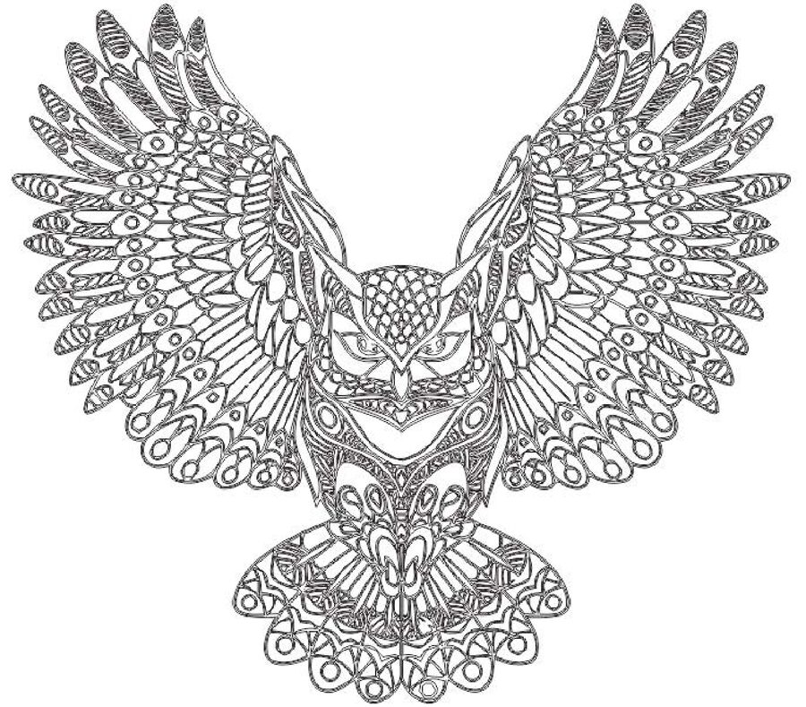 búho de alas abiertas