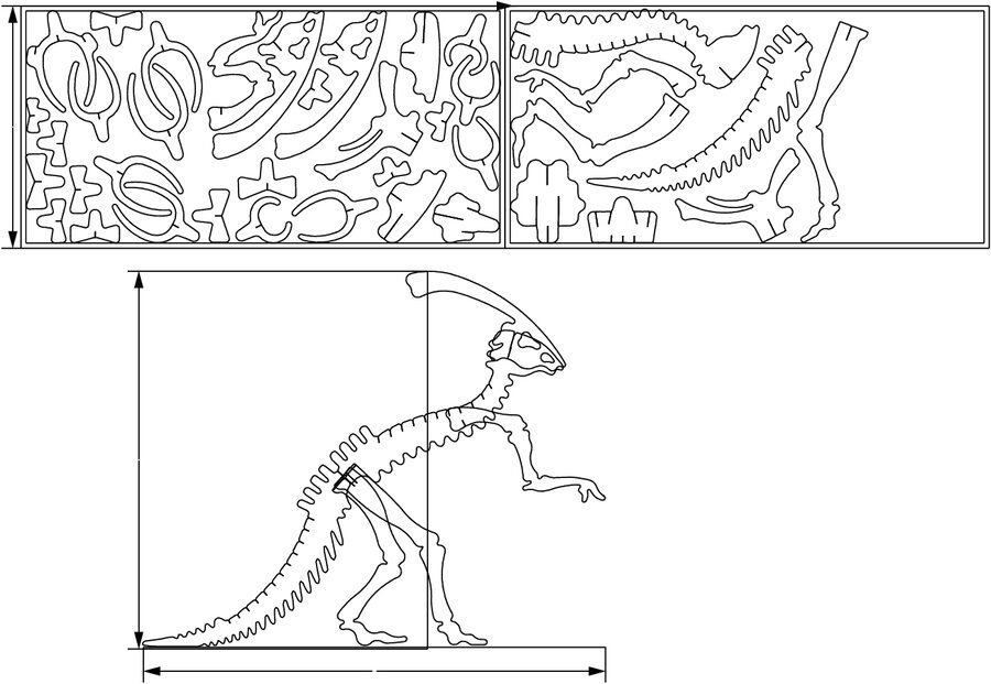 esqueleto de parasaurolophus