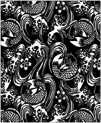 fondo negro de pescados