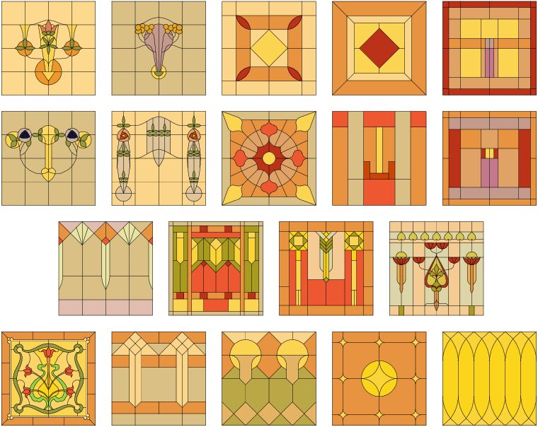 patrones cuadrados de vidrieras