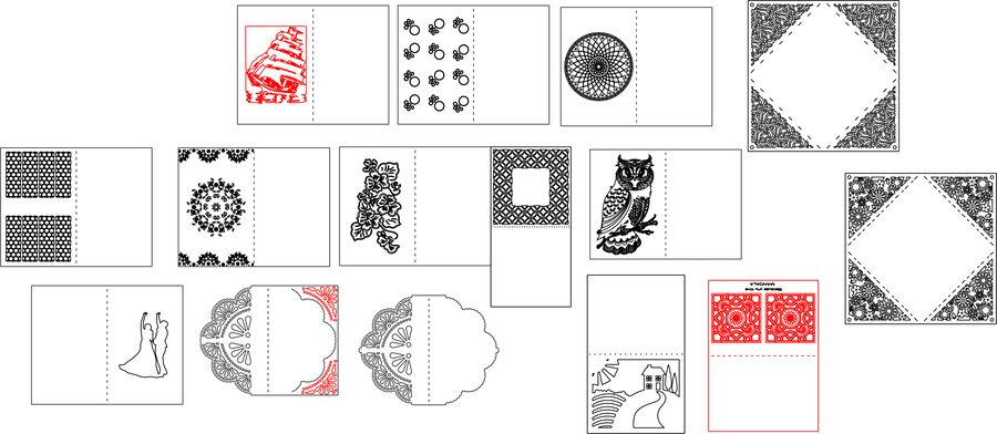 tarjetas grabadas y caladas