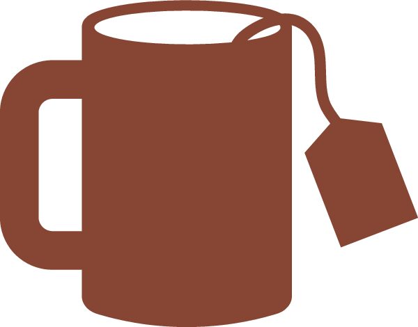 taza con sobre de té