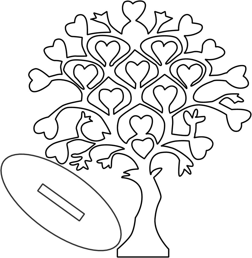 árbol con ramas de corazón